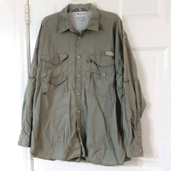 Columbia Sportswear PFG Gray Button Down Long Sleeve Shirt Size XL - Picture 1 of 7